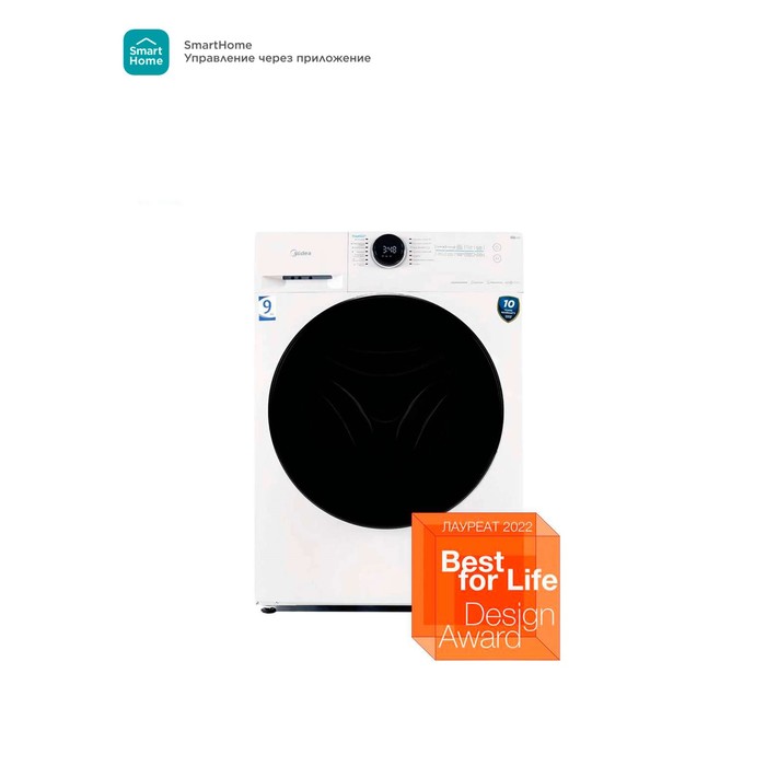 Стиральная машина Midea MF200W90WBS/W-RU, класс А, 1400 об/мин, до 9 кг, белая - Фото 1