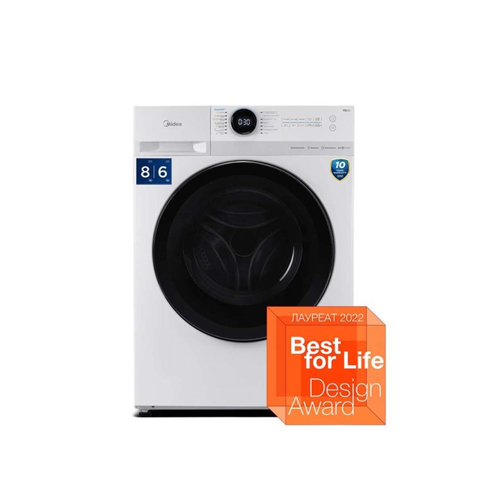 Стиральная машина Midea MF200D80WBS/W-RU, класс А, 1400 об/мин, до 8 кг, белая - Фото 1