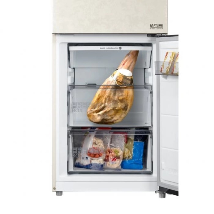 Холодильник Midea MDRB470MGF33O, двухкамерный, класс А+, 360 л, No Frost, бежевый