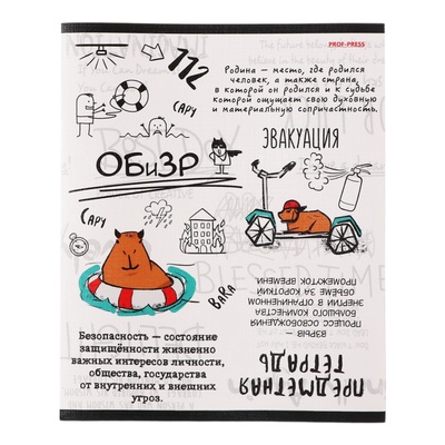 Тетрадь предметная "Капибара", 48 листов в клетку "ОБиЗР", обложка мелованный картон, тиснение лен, блок офсет