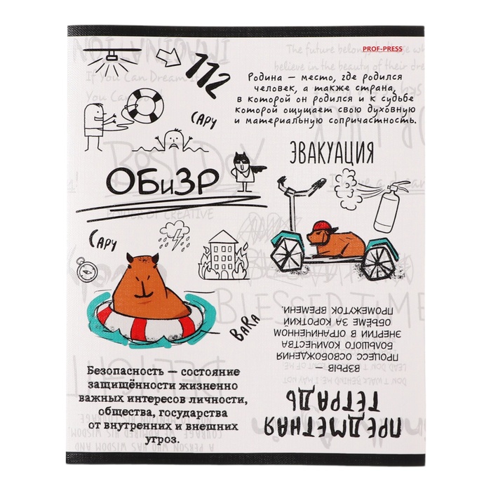 Тетрадь предметная "Капибара", 48 листов в клетку "ОБиЗР", обложка мелованный картон, тиснение лен, блок офсет - Фото 1
