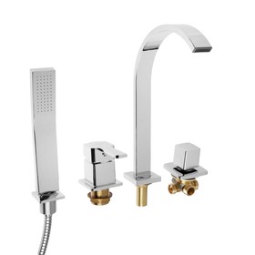 УЦЕНКА Смеситель на борт ванны ZEIN NB-3, на четыре отверстия, высокий излив, хром 10518541