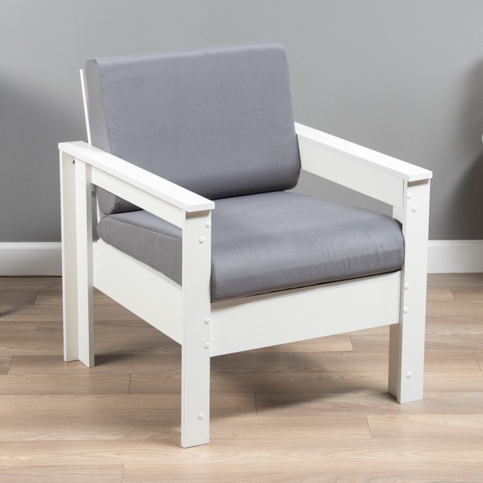 Кресло «Айдаха», велюр, цвет графит/белый ЛДСП - Фото 1