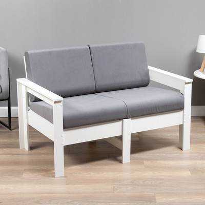 Диван прямой двухместный «Айдаха», ППУ, велюр, цвет графит/белый