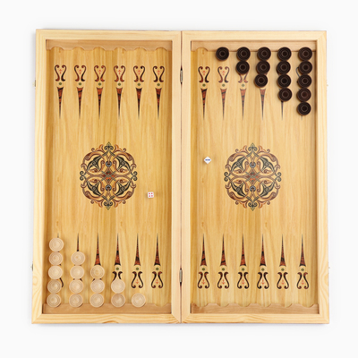 Нарды "Лев" деревянная доска 60 х 60 см, с полем для игры в шашки