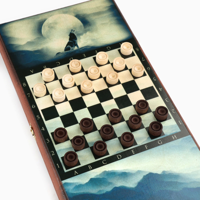 Нарды "Волк" деревянная доска  40 х 40 см, с полем для игры в шашки