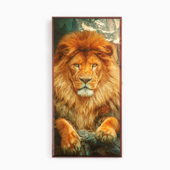 Нарды деревянные большие, настольная игра "Лев", 40 х 40 см, с шашками - Фото 1