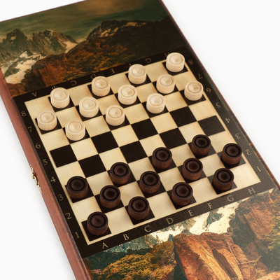 Настольная игра нарды с шашками « Лев », деревянные большие, 40×40 см