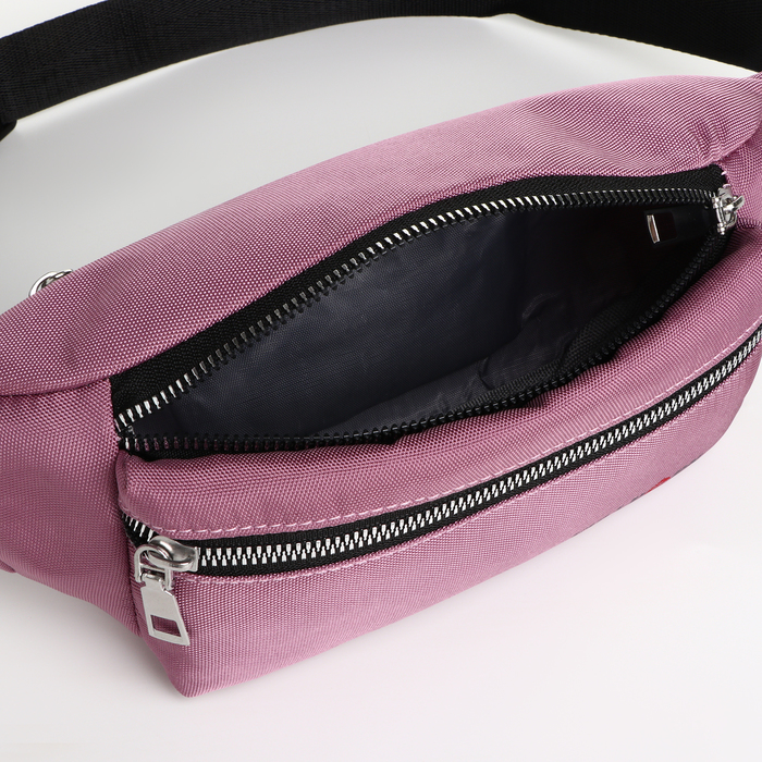 Поясная сумка на молнии, 2 наружных кармана, цвет розовый