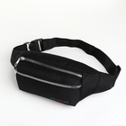 Поясная сумка на молнии, 2 наружных кармана, цвет чёрный - фото 9091241