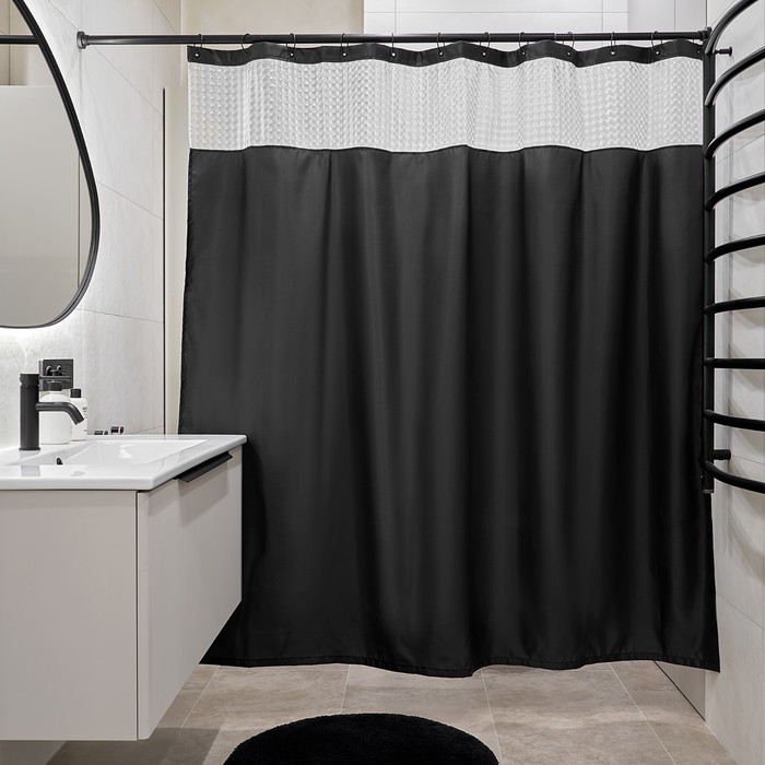 Штора для ванной комнаты Magma. Moroshka, 180х200 см, цвет чёрный - Фото 1