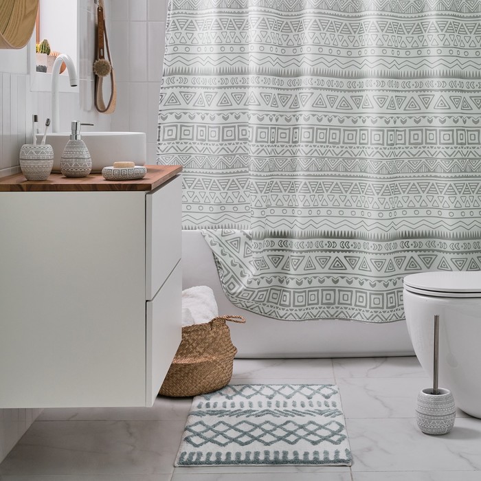 Штора для ванной комнаты Nomads. Moroshka, 180х180 см, цвет белый/серый - фото 1909641353
