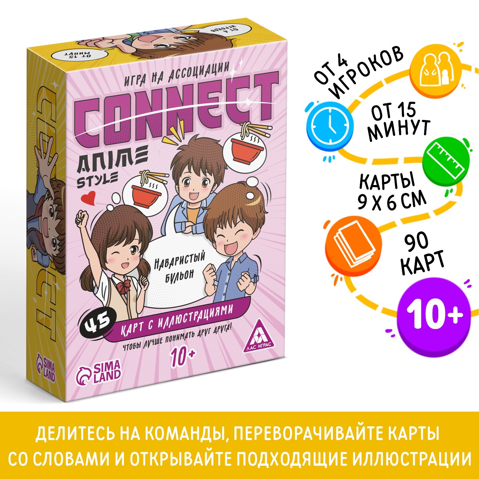 Настольная игра на ассоциации «Connect. Anime style», 100 карт, 10 ...