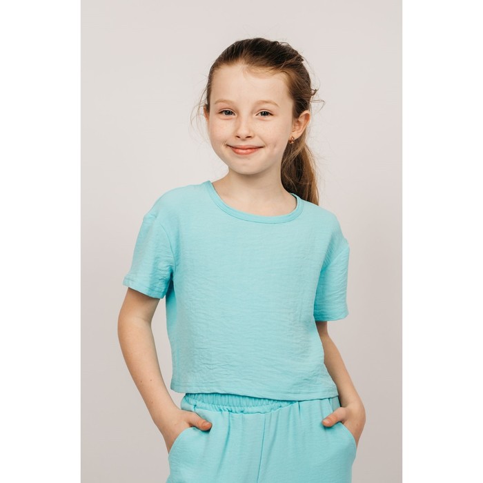 Блузка для девочки, рост 140 см, цвет голубой - Фото 1