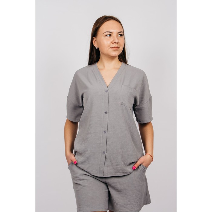 Рубашка женская, размер 46, цвет серый - Фото 1