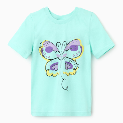 Футболка для девочки "Бабочка", цвет мятный, рост 104-110