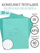 Набор тетрадей «Зелёная обложка» 20 штук, 18 листов в клетку, эконом, плотность 60 г/м² - Фото 1