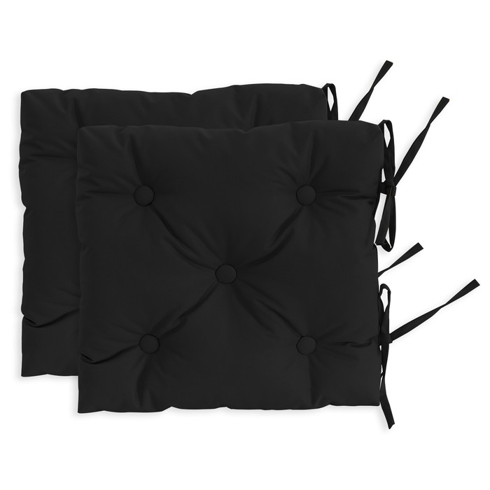 Подушка на стул Эскар, размер 40x40 см, 2 шт, цвет чёрный