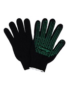 Перчатки садовые, хб, вязка 7 класс, 6 нитей, размер 10, с ПВХ точками, чёрные, Greengo 10501252 - фото 7490548