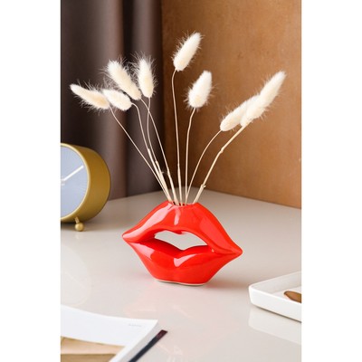 Ваза керамическая "Губы", настольная, красная, 9.5 см