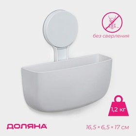 Держатель для ванных принадлежностей на липучке Доляна, 16,5×6,5×17см, цвет белый