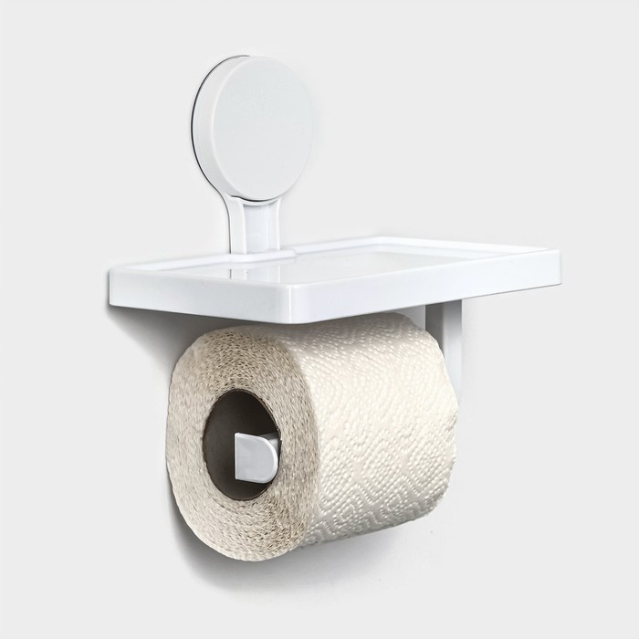 Держатель для туалетной бумаги на липучке Доляна, 17×18×11,5 см, цвет белый - Фото 1