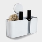 Держатель для ванных принадлежностей на липучке Доляна, 21×19×9 см, цвет белый - фото 9757208