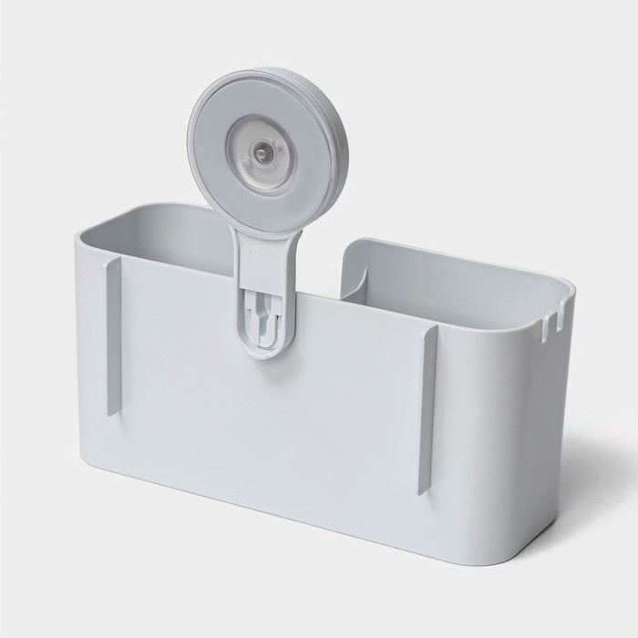 Держатель для ванных принадлежностей на липучке Доляна, 21×19×9 см, цвет белый