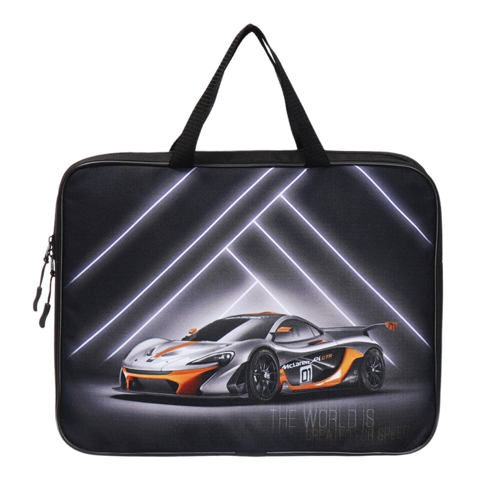 Папка с ручками текстильная А4, 370×280×60 мм, Stavia «Скорость» - Фото 1