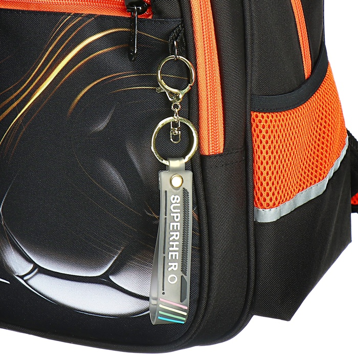 Рюкзак школьный, 40 х 33 х 19 см, эргономичная спинка, Stavia "Футбол", чёрныйр/оранжевый