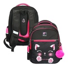 Рюкзак школьный, 40 х 33 х 19 см, эргономичная спинка, Stavia "Мордашка", чёрный/розовый - фото 9093112
