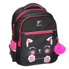 Рюкзак школьный, 40 х 33 х 19 см, эргономичная спинка, Stavia "Мордашка", чёрный/розовый - Фото 2