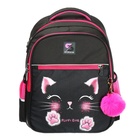 Рюкзак школьный, 40×33×19 см, эргономичная спинка, Stavia «Мордашка», чёрный/розовый - Фото 3