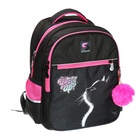 Рюкзак школьный, 40 х 33 х 19 см, эргономичная спинка, Stavia "Кошка", чёрный/розовый - Фото 2