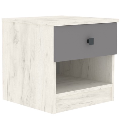Тумба прикроватная «Люсси», 1 ящик, 404×414×408 мм, цвет дуб крафт белый/шифер серый