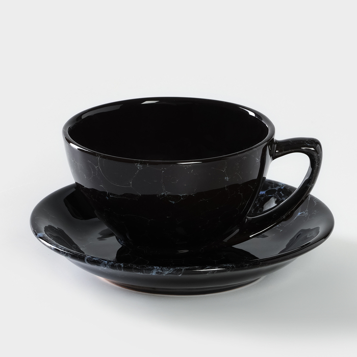 Чайная пара керамическая «Вуаль», 2 предмета: чашка 250 мл, блюдце d=15 см - Фото 1