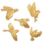 Декор настенный, гипсовое панно "Птицы" 5 шт, золотые - фото 9855250
