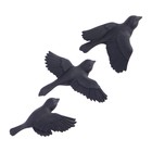 Декор настенный, гипсовое панно "Птицы" 3 шт, черные, матовые - Фото 2
