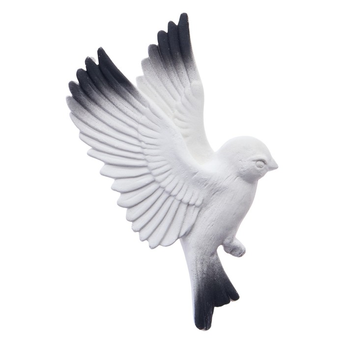Декор настенный, гипсовое панно "Птицы" 5 шт, белые с черными крыльями - фото 1906723577