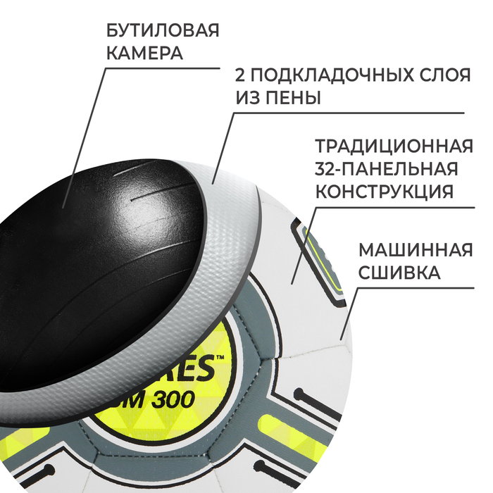 Мяч футбольный TORRES BM 300 F323654, TPU, машинная сшивка, 32 панели, р. 4