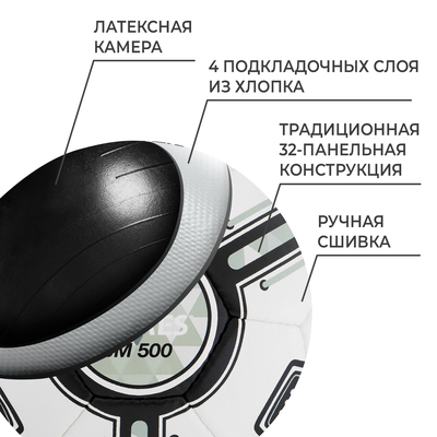 Футбольный мяч TORRES BM 500, F323645, ручная сшивка, 32 панели, р. 5, PU