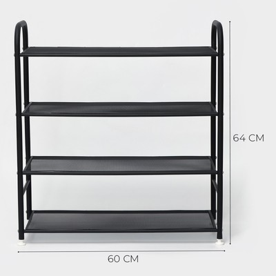 Обувница металлическая LaDо́m, 4 яруса, 60×27×64 см, чёрная