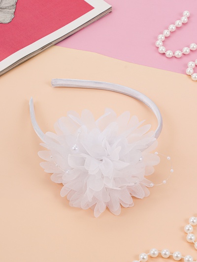 Ободок для волос «Малышка», пышный цветок, 0.9 см, белый