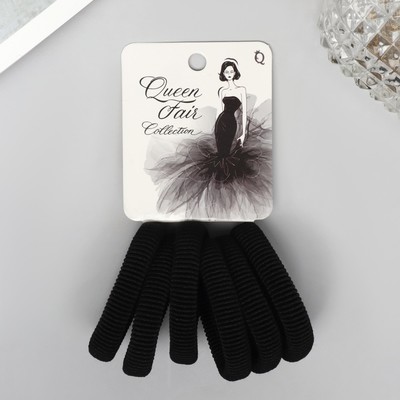 Резинки для волос QF «Вивьен», набор 6 шт., шик, 4 см, чёрные