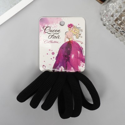 Резинки для волос QF «Вивьен», набор 6 шт., загадка, 4 см, чёрная