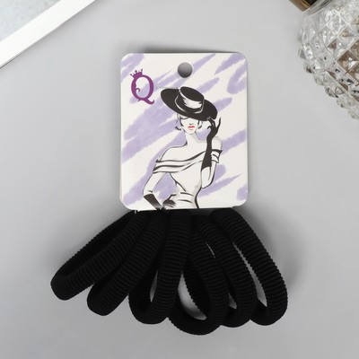 Резинки для волос QF «Амелия», набор 6 шт., тайна, 4 см, чёрные