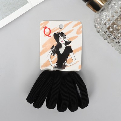 Резинки для волос «Амелия», набор 6 шт., шик, 4 см, чёрные