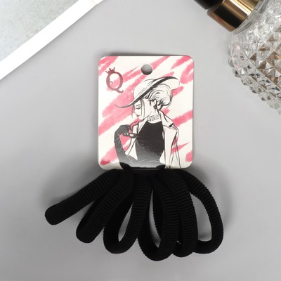 Резинки для волос «Амелия», набор 6 шт., грёзы, 4 см, чёрные