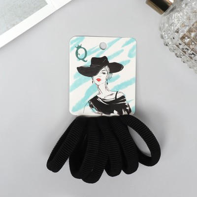 Резинки для волос «Амелия», набор 6 шт., мечты, 4 см, чёрные