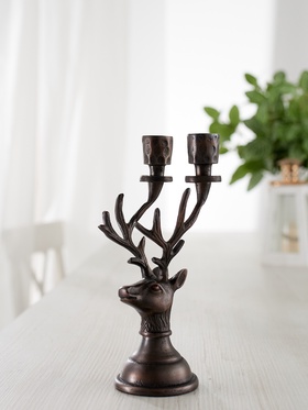 Подсвечник на 2 свечи "Олень" алюминий 11,5х9х23 см